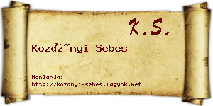 Kozányi Sebes névjegykártya