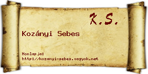 Kozányi Sebes névjegykártya