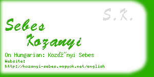 sebes kozanyi business card